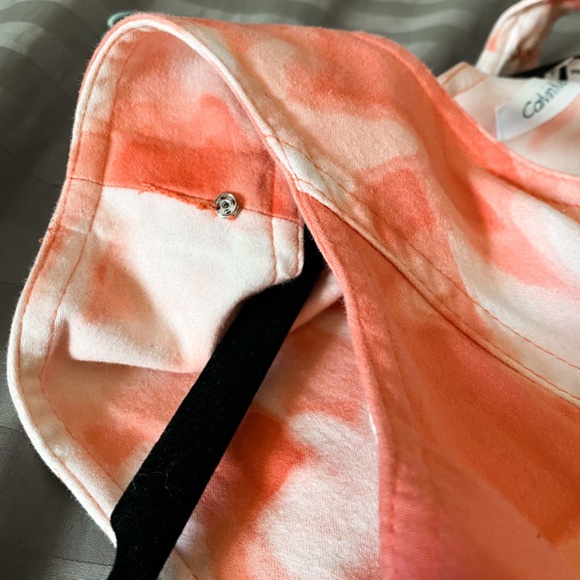 Abstract coral pink floral fit and flare dress - Picture 6 of 6